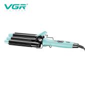 плойка тройная vgr v-595 blue, 5 режимов работы, керамическое покрытие, led display, 100 вт, оптом, купить