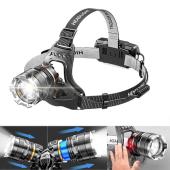 фонарь налобный 8003-p50, motion sensor, 2x18650, signal light, zoom, зу micro usb, box, оптом, купить