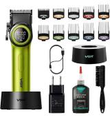 аккумуляторная машинка для стрижки (clipper) vgr v-001 green, 10 насадок, 9000 rpm, 4600 mah, led light, led display, оптом, купить