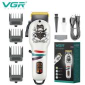 аккумуляторная машинка для стрижки (clipper) vgr v-699 white, 4 насадки, led display, оптом, купить