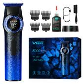 триммер vgr v-977 blue, регулировка мощности 6000 - 8000 rpm, 2500 mah, 4 насадки, led display, оптом, купить