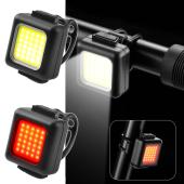 велокомплект ft-3028-cob фонарь + stop, waterproof, li-ion аккум., зу type-c, оптом, купить