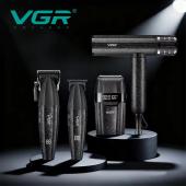 комплект vgr 4 в 1 v-640 s4 black, машинка для стрижки (clipper), триммер, электробритва (шейвер), фен, оптом, купить