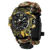 часы наручные 1155bcmgn skmei paracord, green camo, compass, термометр, свисток, кресало, оптом, купить