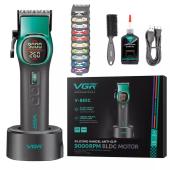 аккумуляторная машинка для стрижки (clipper) vgr v-885c green, 10 насадок, led display, оптом, купить