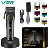 аккумуляторная машинка для стрижки (clipper) vgr v-199 black, 6 насадок, led display, оптом, купить