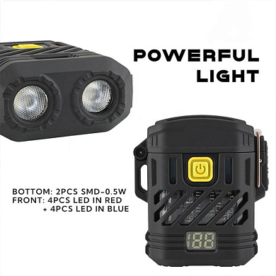 фонарь multifunctional d53-2led, li-ion аккум., индикация заряда, зажигалка, зу type-c, box, оптом, купить