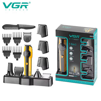 набор для стрижки vgr 13 в 1 v-173 yellow, 13 насадок, led display, оптом, купить