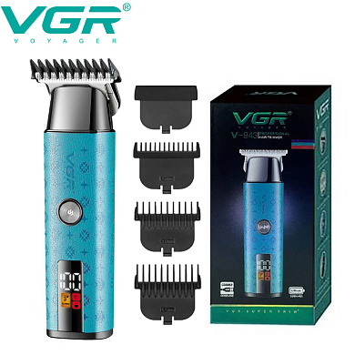 триммер vgr v-943 blue, 3 насадки, led display, оптом, купить