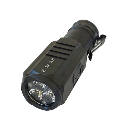 фонарь pl-302-3led, 1x18350, индикация заряда, зу type-c, box, zooom, box, оптом, купить