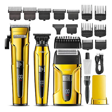 комплект vgr 3 в 1 v-694 gold аккумуляторная машинка для стрижки (clipper), триммер и электробритва (шейвер), оптом, купить