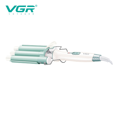 плойка тройная vgr v-595 white, 5 режимов работы, керамическое покрытие, led display, 100 вт, оптом, купить