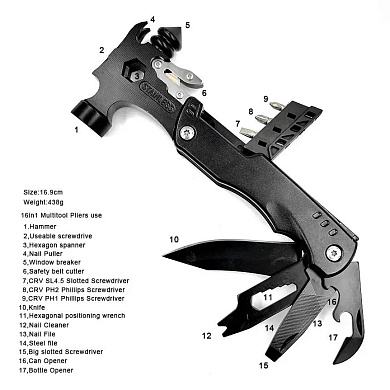 многофункциональный молоток 16 в 1, инструмент traveler ms-034-f, оптом, купить