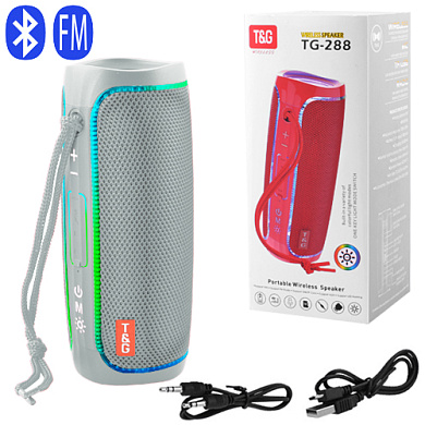 bluetooth-колонка tg288 с rgb подсветкой, speakerphone, радио, grey, оптом, купить