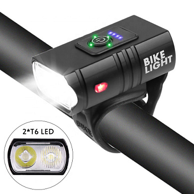 велофонарь bk-02pro-2xpe ultra light, aluminum, индикация заряда, waterproof, аккум., зу type-c, оптом, купить