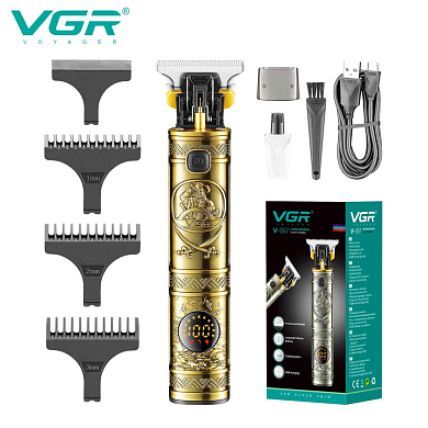 триммер vgr v-097 gold, 3 насадки, led display, оптом, купить