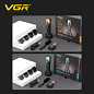 Триммер VGR V-885T GREEN, 4 насадки, LED display