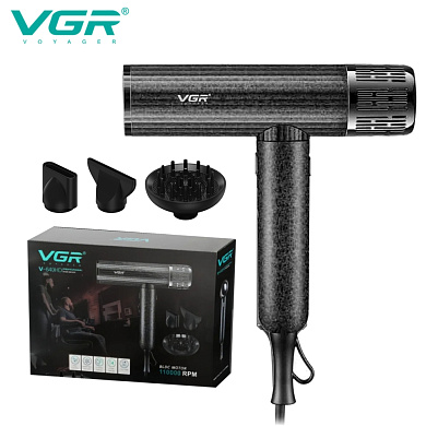 фен профессиональный vgr v-640hd, 3 уровня обдува, 4 уровня температуры, 110000rpm, оптом, купить