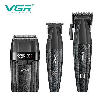 комплект vgr 3 в 1 v-640 s3 black, машинка для стрижки (clipper), триммер и электробритва (шейвер), оптом, купить