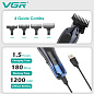 Триммер VGR V-998 RED, 4 насадки, LED display