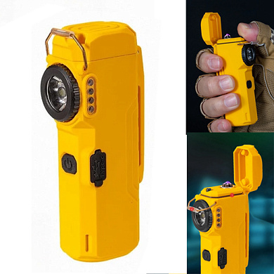 фонарь multifunctional d51-smd yellow, li-ion аккум., индикация заряда, зажигалка, зу type-c, box, оптом, купить