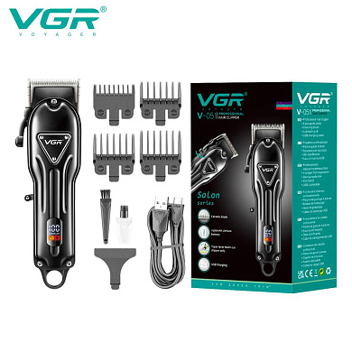 аккумуляторная машинка для стрижки (clipper) vgr v-051, 4 насадки, 2500 mah, led display, оптом, купить
