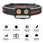 Фонарь налобный 2069-XPG(white)+XPG(yellow)+5SMD(red), Motion Sensor, Li-Ion аккумулятор, ЗУ Type-C