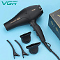 Фен профессиональный VGR V-406 BLACK, 3 уровня обдува, 3 уровня температуры, 2 насадки, 3000 Вт