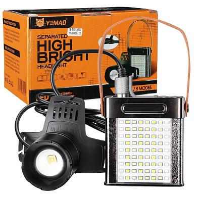 фонарь налобный yemao ym-t102 tg+smd(white+red), li-ion аккумулятор, зу type-c, internal battery, zoom, оптом, купить