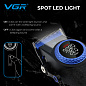 Аккумуляторная машинка для стрижки (clipper) VGR V-001 BLUE, 10 насадок, 9000 RPM, 4600 mAh, LED light, LED display
