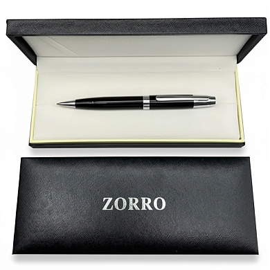 ручка шариковая zorro в подарочной коробке (черная с серебристыми вставками) 803, оптом, купить