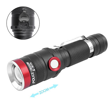 фонарь police 736/739-t6, 1x18650, zoom, зу microusb, box, оптом, купить
