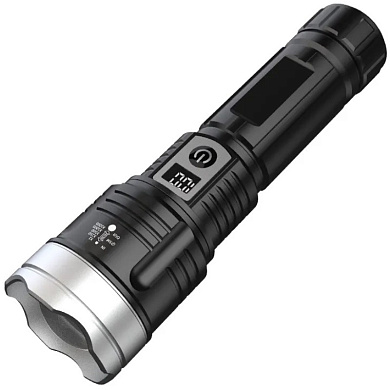 фонарь pld-008 white laser led pm10-tg, li-ion аккум., power bank, индикация заряда, зу type-c, zoom, box, оптом, купить