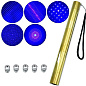 Фонарь-лазер синий YX-B008 GOLD, 2x16340, 5 насадок, CASE, GLASSES, ЗУ 220V