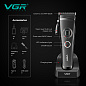 Аккумуляторная машинка для стрижки (clipper) VGR V-880C BLACK, EXTERNAL ROTOR MOTOR, MIM BLADE, 11 насадок, док-станция