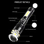 Фонарь COB18-WHITE LASER LED PM10-TG+COB, 1x18650, power bank, магнит, ЗУ Type-C, zoom