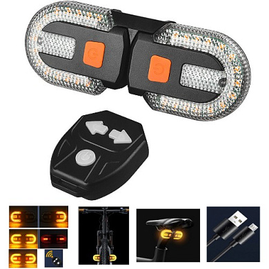 велофонарь fy-1825 stop (yellow), li-ion аккум., с указанием поворотов, зу microusb, box, оптом, купить