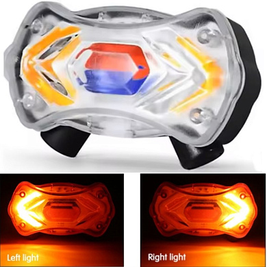 велофонарь kxk-03 stop (красный+синий), сирена, 2laser, с указанием поворотов, li-ion аккумулятор, оптом, купить