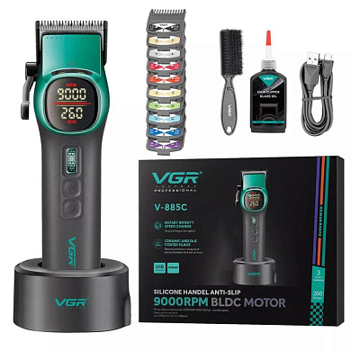 аккумуляторная машинка для стрижки (clipper) vgr v-885c green, 10 насадок, led display, оптом, купить