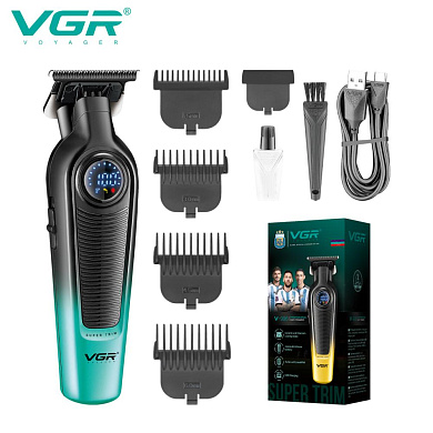 триммер vgr v-996 green, 4 насадки, led display, оптом, купить