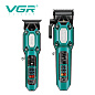Комплект VGR 2 в 1 V-600&900 GREEN, аккумуляторная машинка для стрижки (clipper) и триммер, 10 насадок, LED display, 7000 RPM