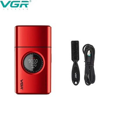 электробритва vgr v-377 red шейвер, двойное лезвие, регулировка мощности 7000-9000 rpm, led display, оптом, купить