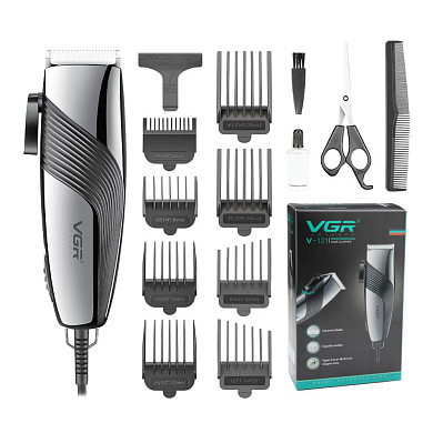 машинка (триммер) для стрижки волос и бороды vgr v-121, professional, 8 насадок, ножницы + расческа, от сети, оптом, купить