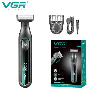 электробритва vgr v-360 green шейвер для влажного и сухого бритья, 1 насадка, ipx6, led display, оптом, купить