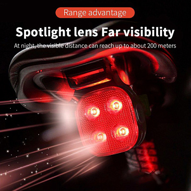 велофонарь fy-328s-4led(red) с автоматической системой start/stop, waterproof, li-ion  аккумулятор, зу type-c, оптом, купить