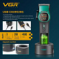 Аккумуляторная машинка для стрижки (clipper) VGR V-885C GREEN, 10 насадок, LED display