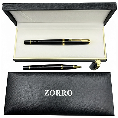 ручка роллерная zorro в подарочной коробке (черная с золотистыми вставками) 875, оптом, купить