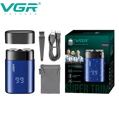электробритва vgr v-347 blue, роторная, ipx7, оптом, купить