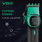 Аккумуляторная машинка для стрижки (clipper) VGR V-885C GREEN, 10 насадок, LED display