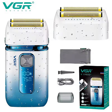 электробритва vgr v-362 white шейвер, двойное лезвие, триммер, ipx6, led display, оптом, купить